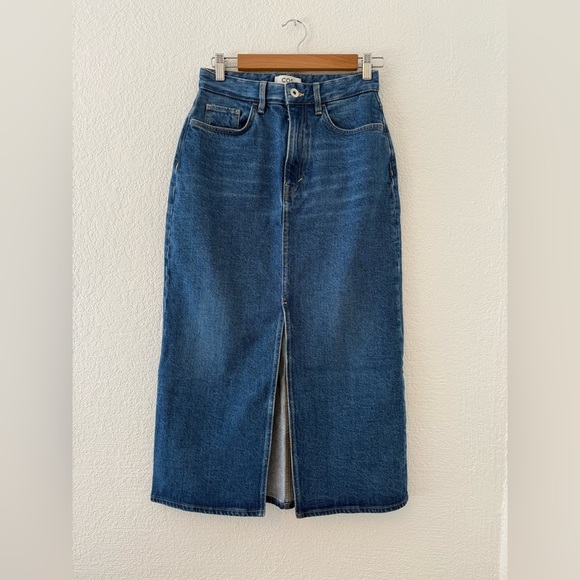 COS Blue Denim Midi Skirt with front slit size 25 - Picture 9 of 11
